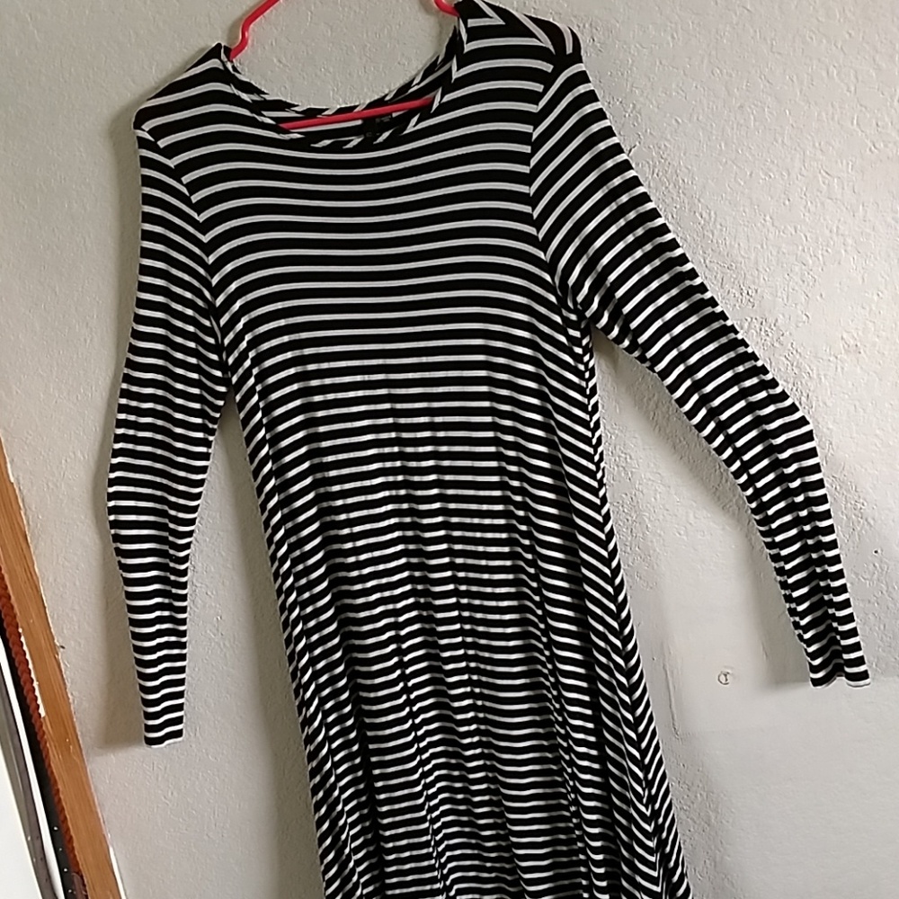Black and white striped dress